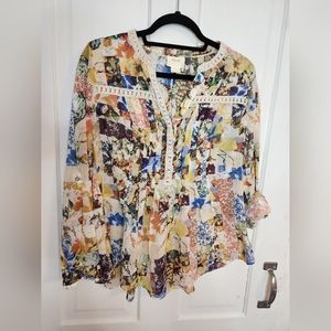 3/$25 Maeve Anthropologie Cottage Core Floral Top Size 0